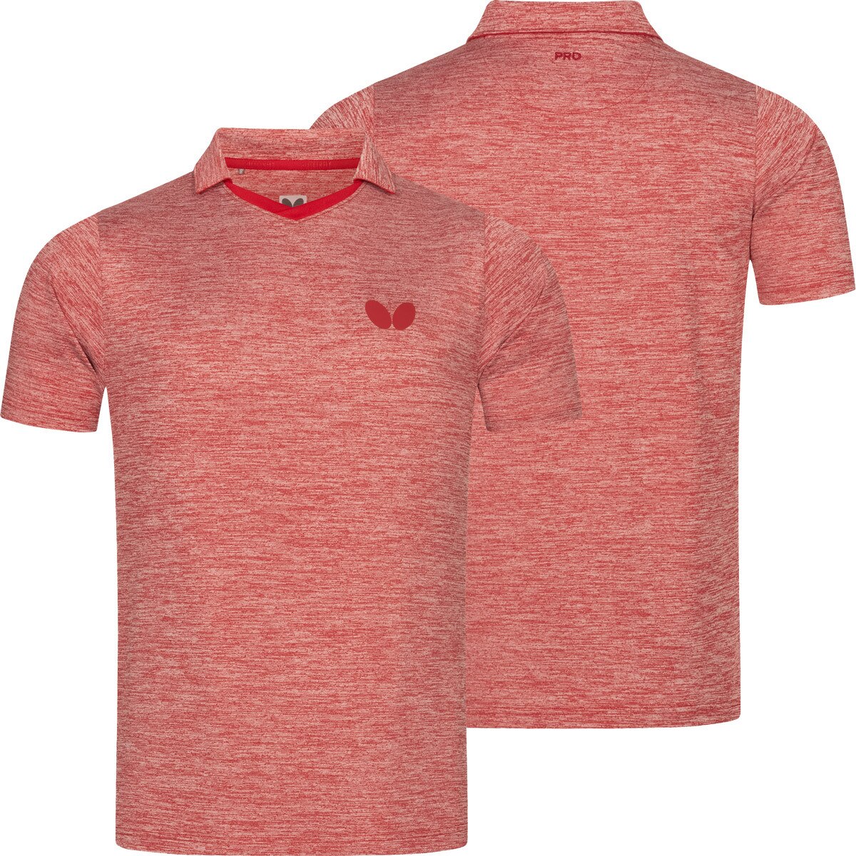 Butterfly Izumo Shirt: Front & Back View of the Red Shirt